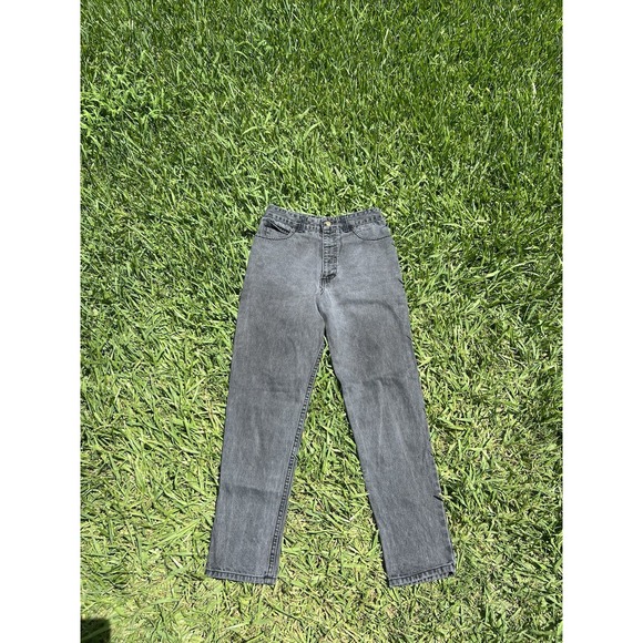 Vintage Guess Georges Marciano Jeans Womens 26 Black Gray Wash Ankle Zip Tapered - Picture 1 of 5